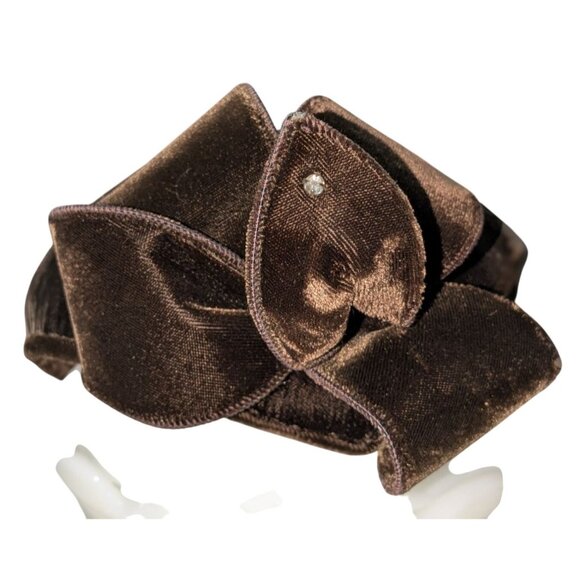 Vintage Hat Frank R. Jelleff Chocolate Brown Velvet flower Hat - Picture 2 of 12